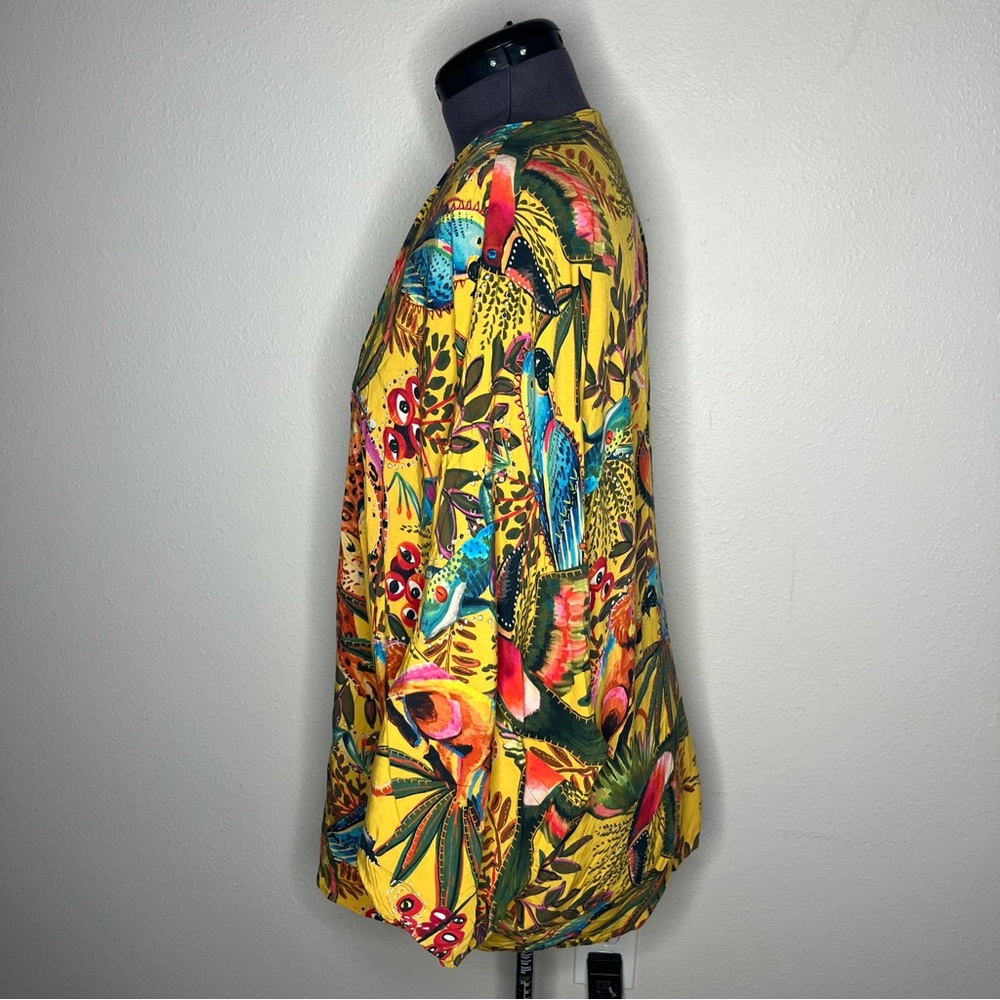 Farm Rio Floral Garden Reversible Open Front Kimono Animal Print Boho Topper - Picture 5 of 16